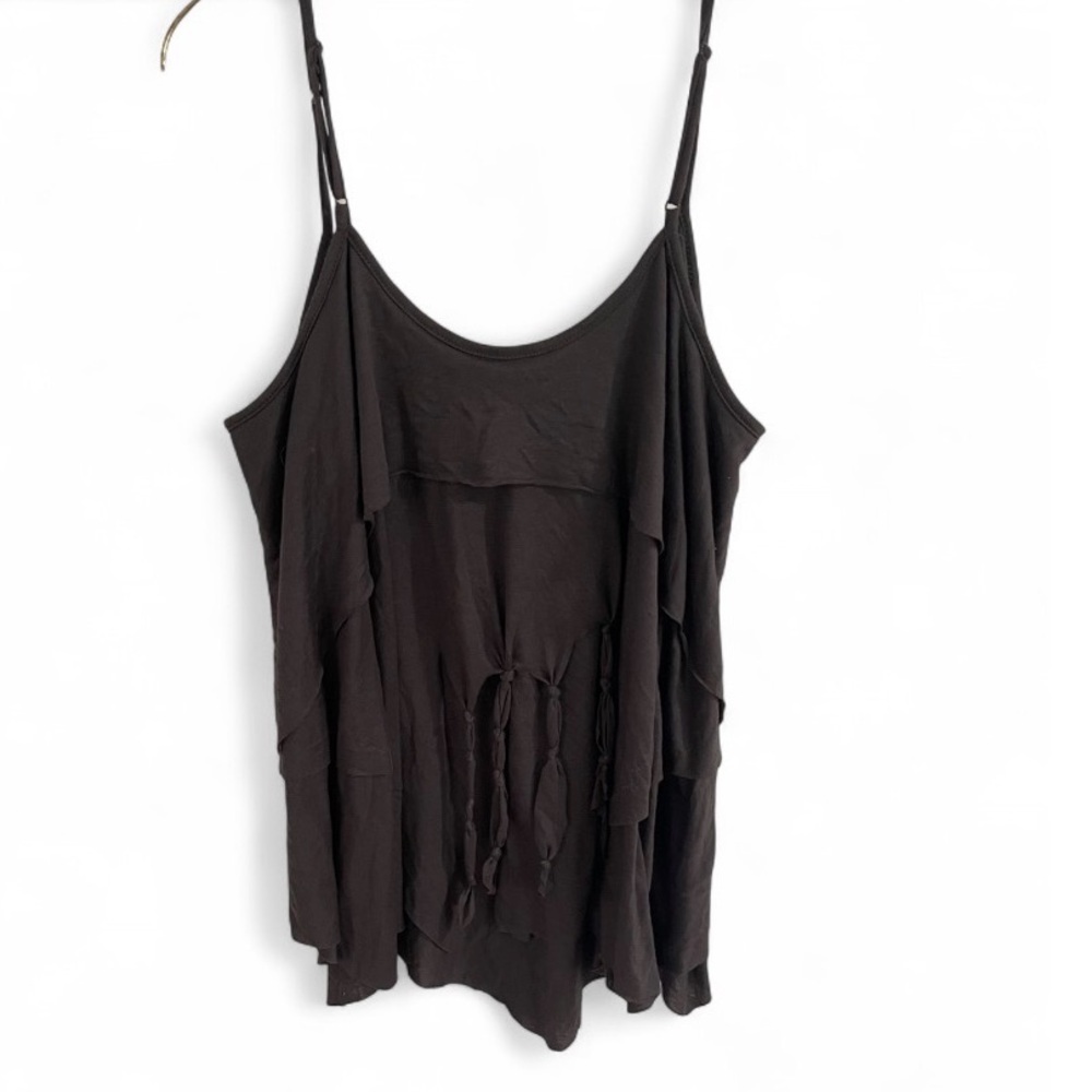 Converse Black Layered Fringe Spaghetti Strap Camisole